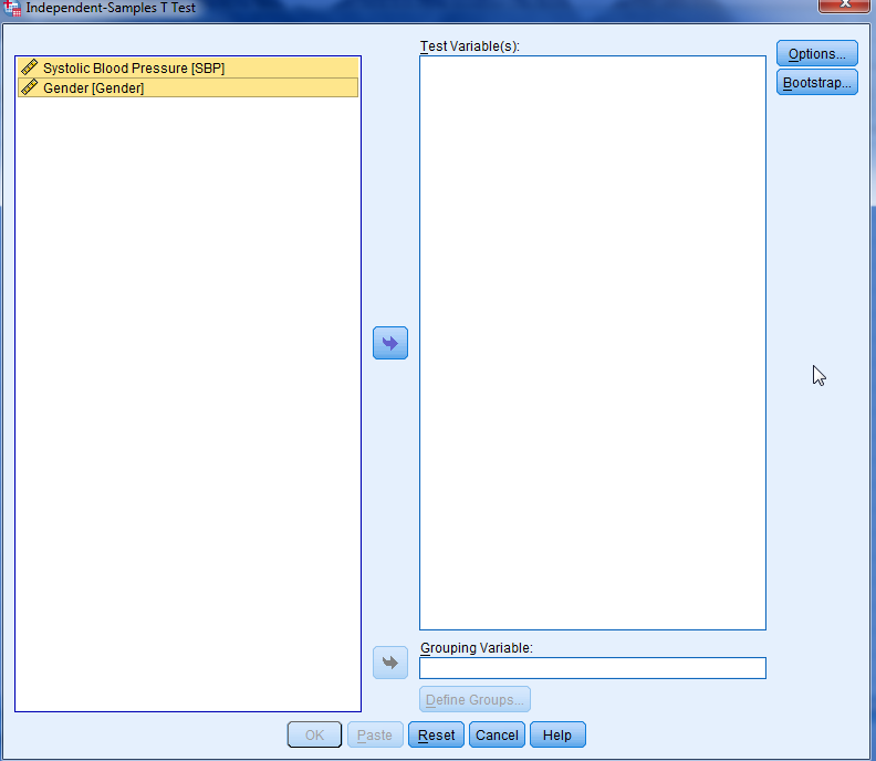 SPSS t-test